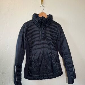 Vintage Lululemon Black Quarter Zip Puffer Jacket Size 8 Thumbholes Reflective